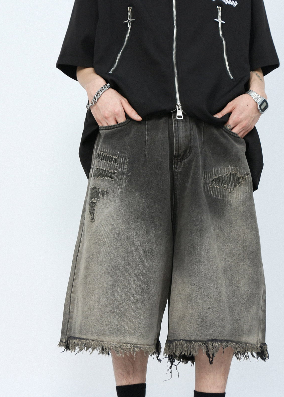Pantaloncini larghi lavati in stile retrò