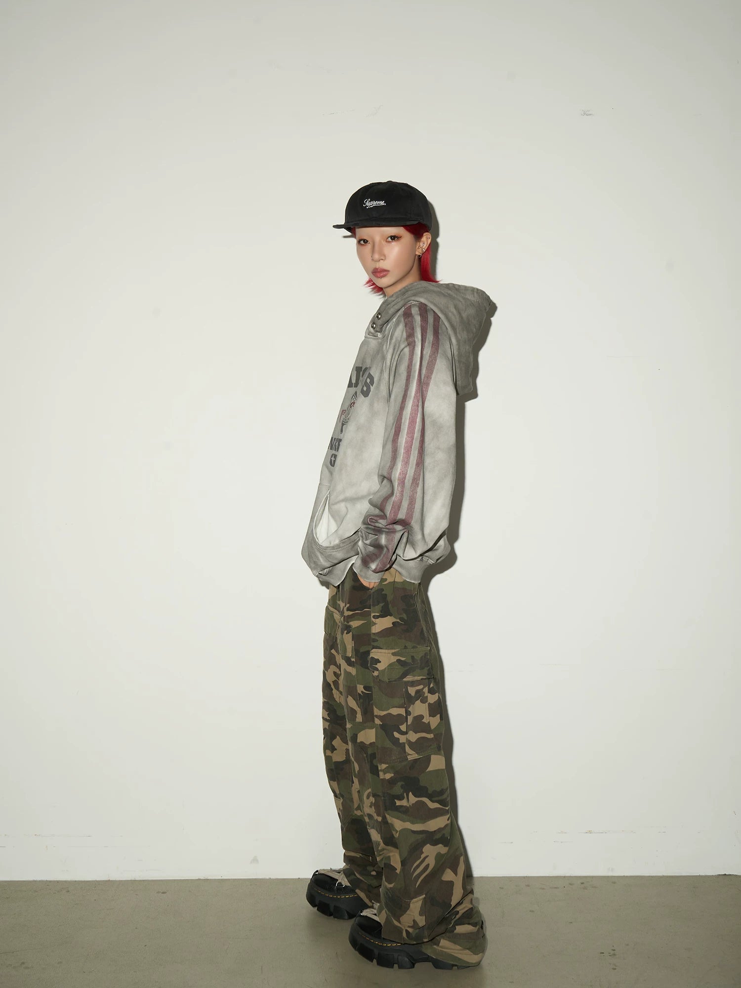 Letter Print Washed Oversize Hoodie