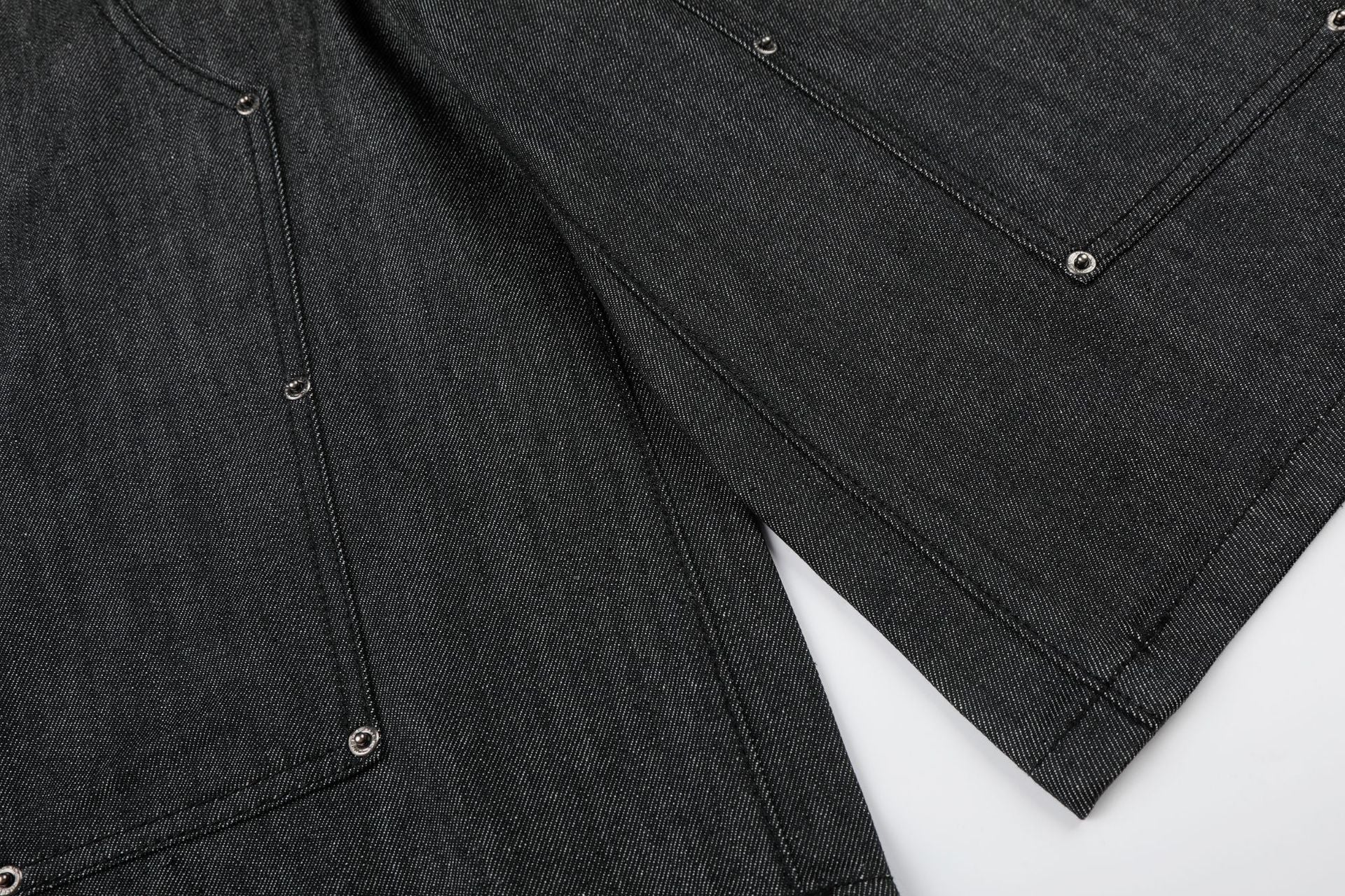 Raw Denim Rivet Wide Leg Jort