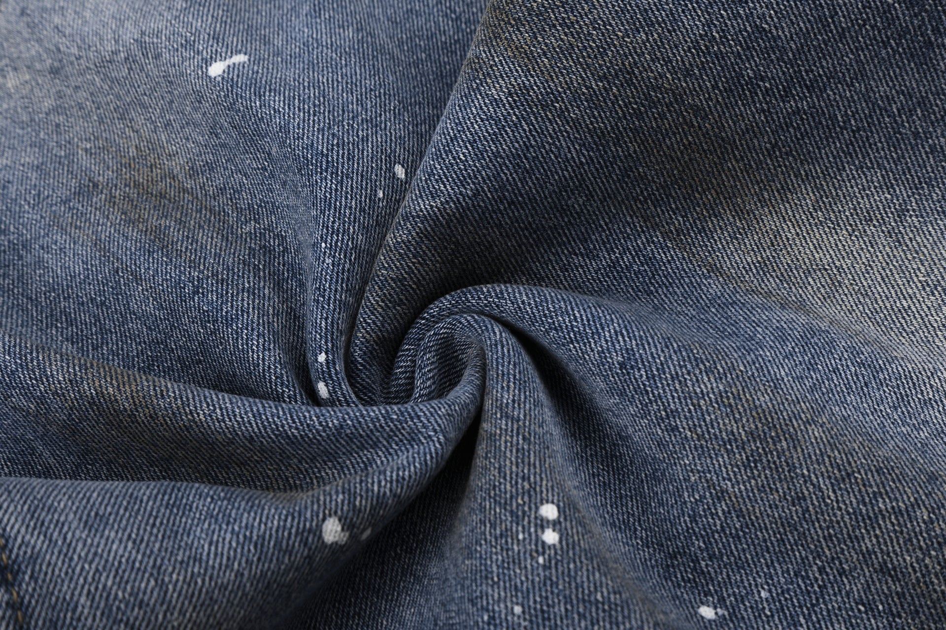 Washed Paint Damage Wide Leg Denim Jeans