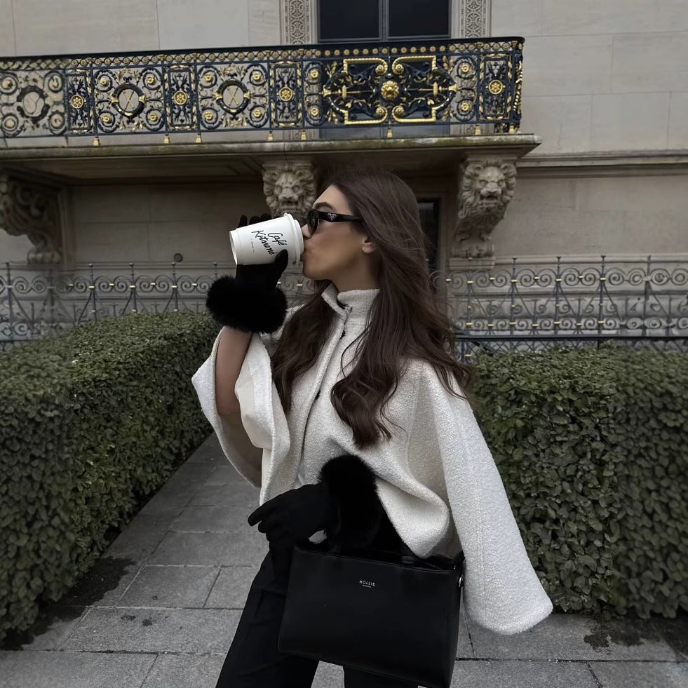 Collar Cropped Cape Jacket