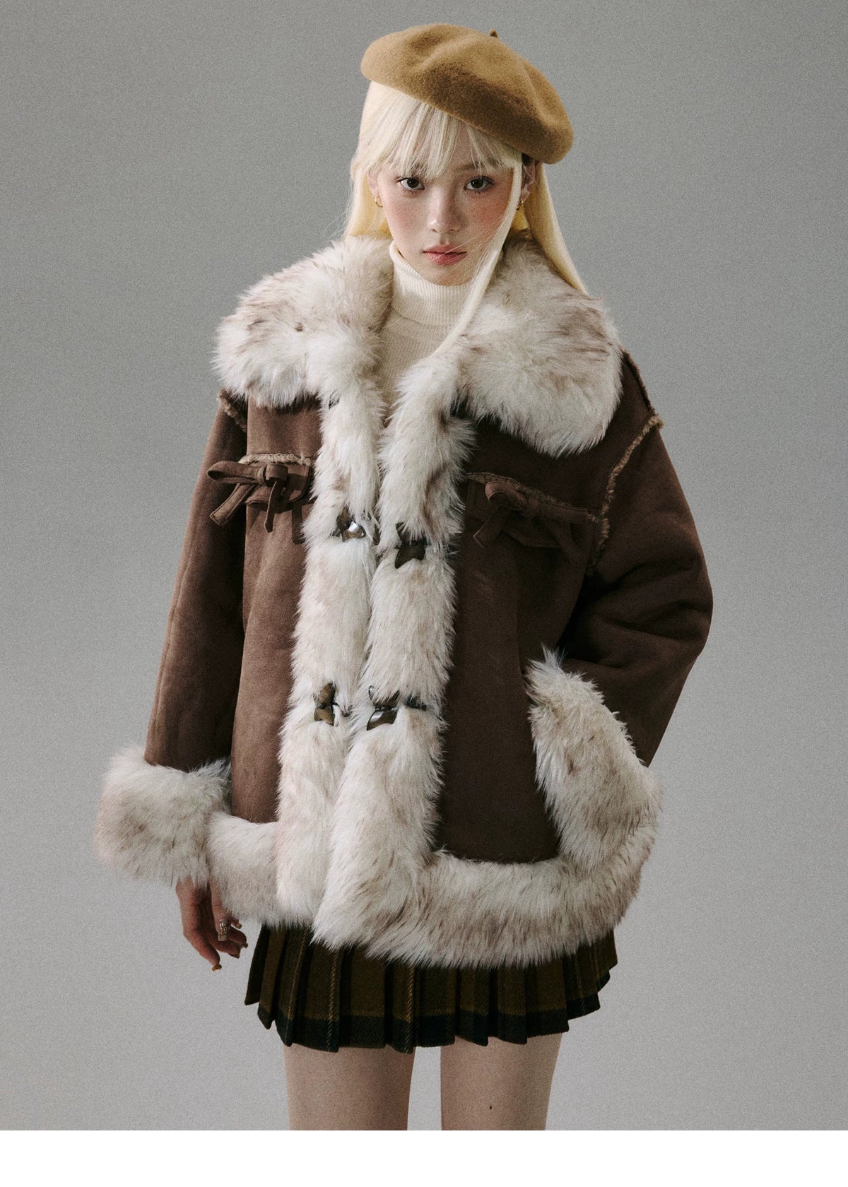 Bow Fur Thick Jacket