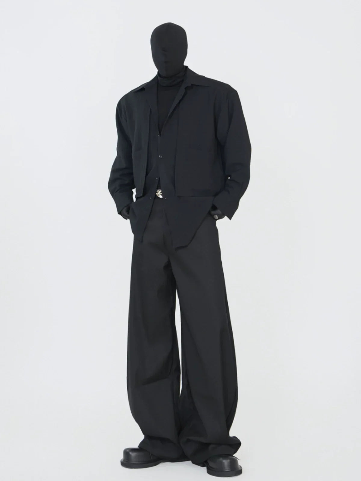 Fake Layered Plain Long Sleeve Shirt