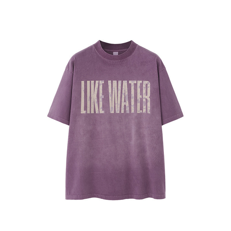 Cracked Pattern Spray Washed Printed T-Shirt