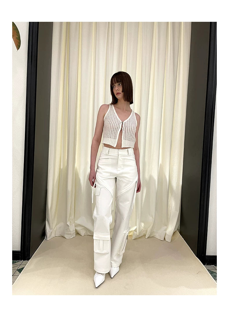Pantalones cargo irregulares con múltiples bolsillos