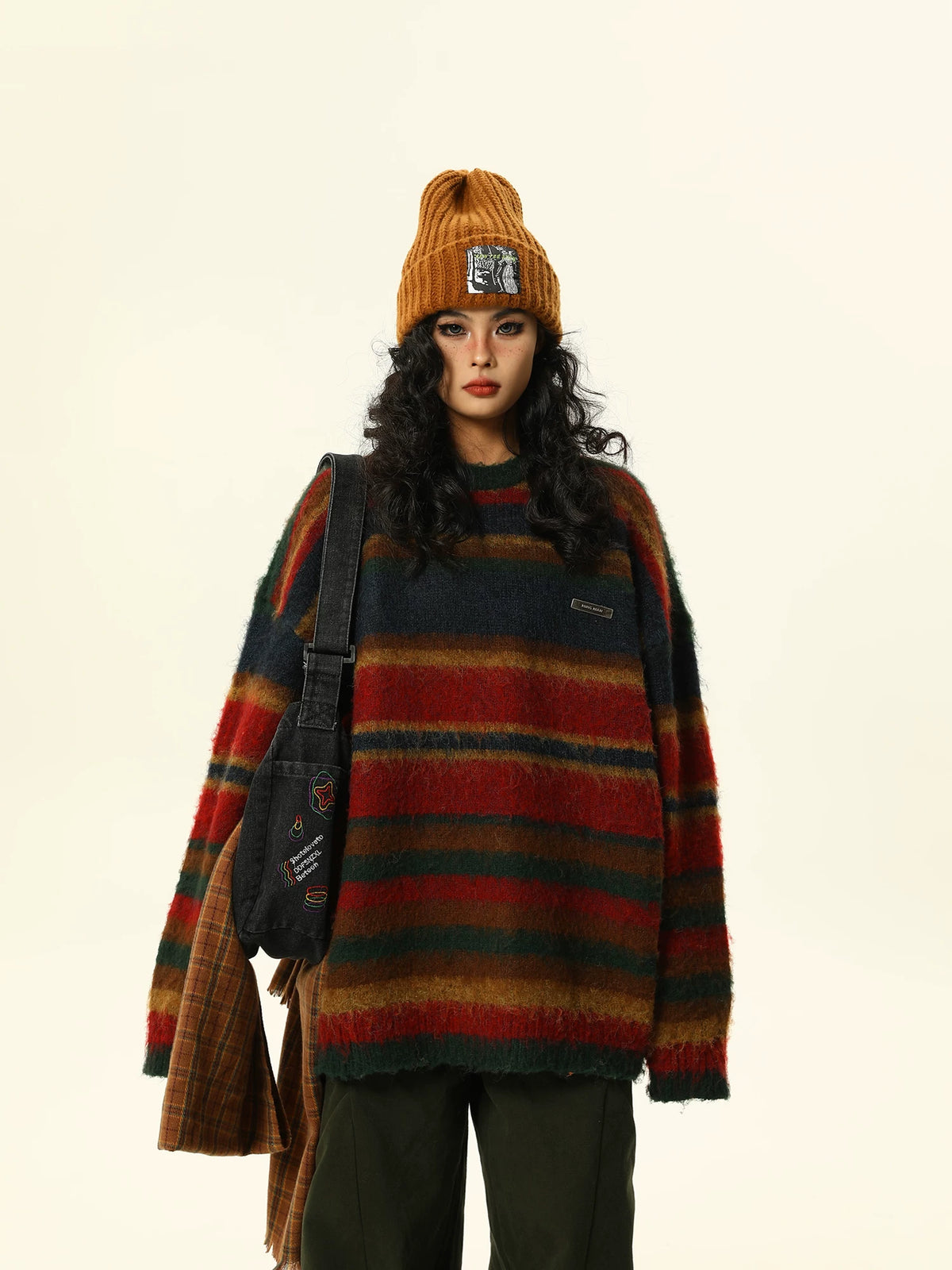 Retro Contrasting Knit Sweater