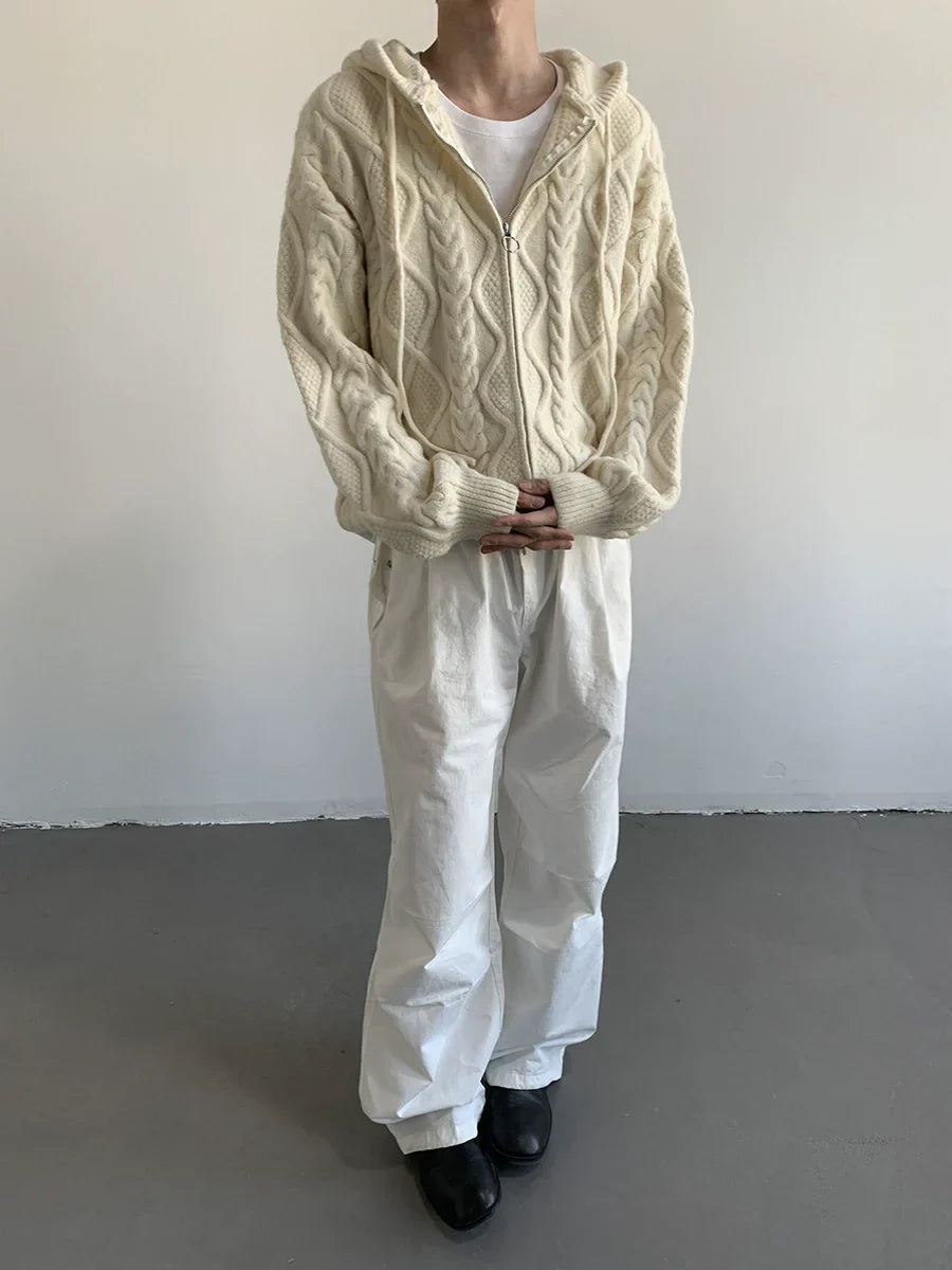 Hooded Oversize Cable Knit Sweater