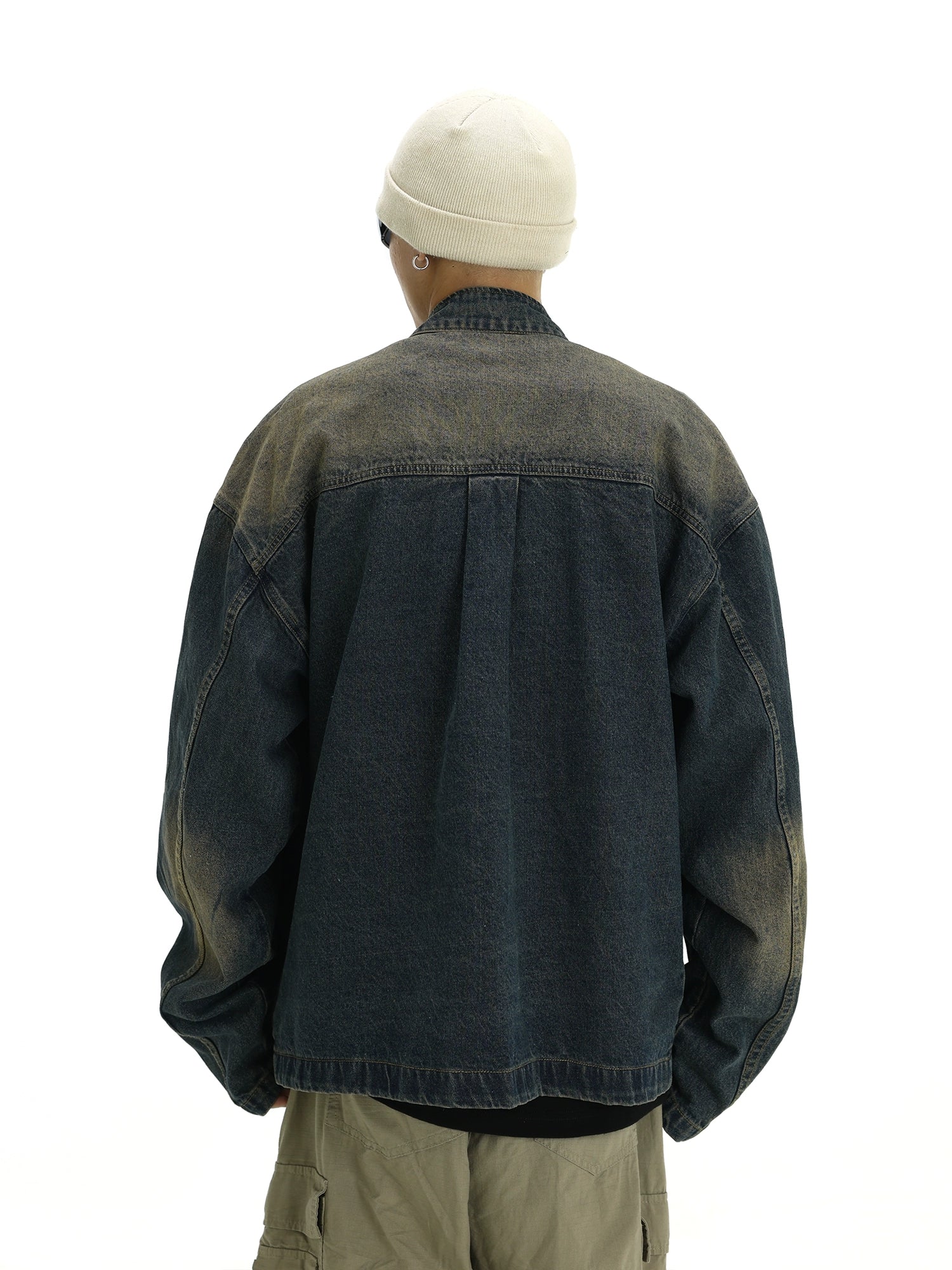 Wash Stand Neck Denim Jacket