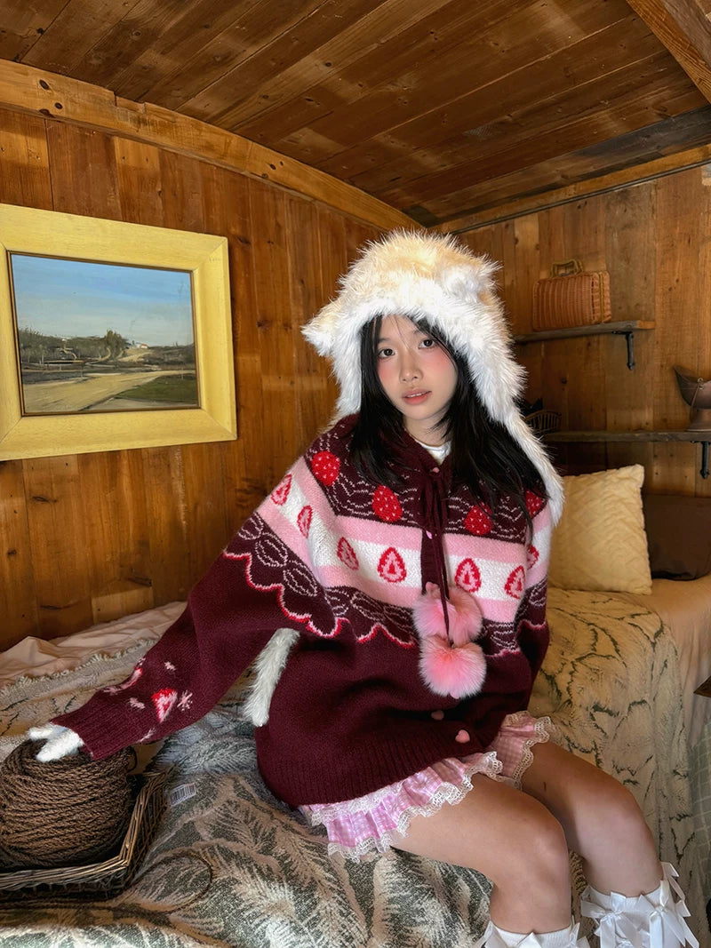 Strawberry Cake Knit Cardigan