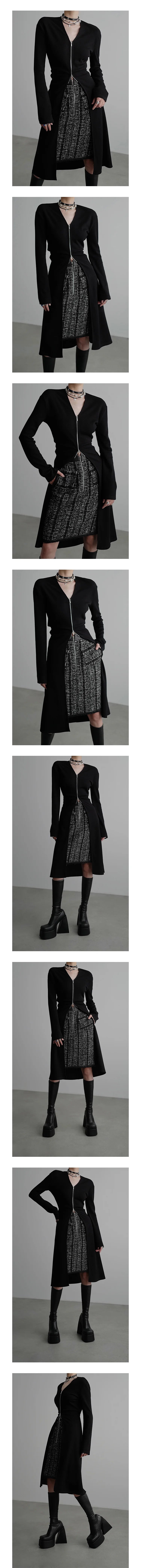 Gilet long en maille zippé