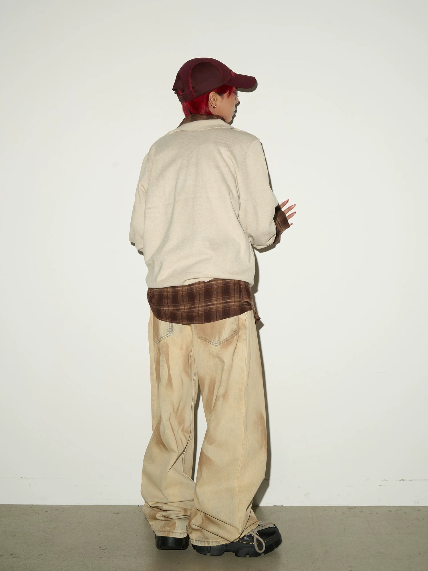 Tie-Dye Washed Damage Wide Leg Denim Jeans