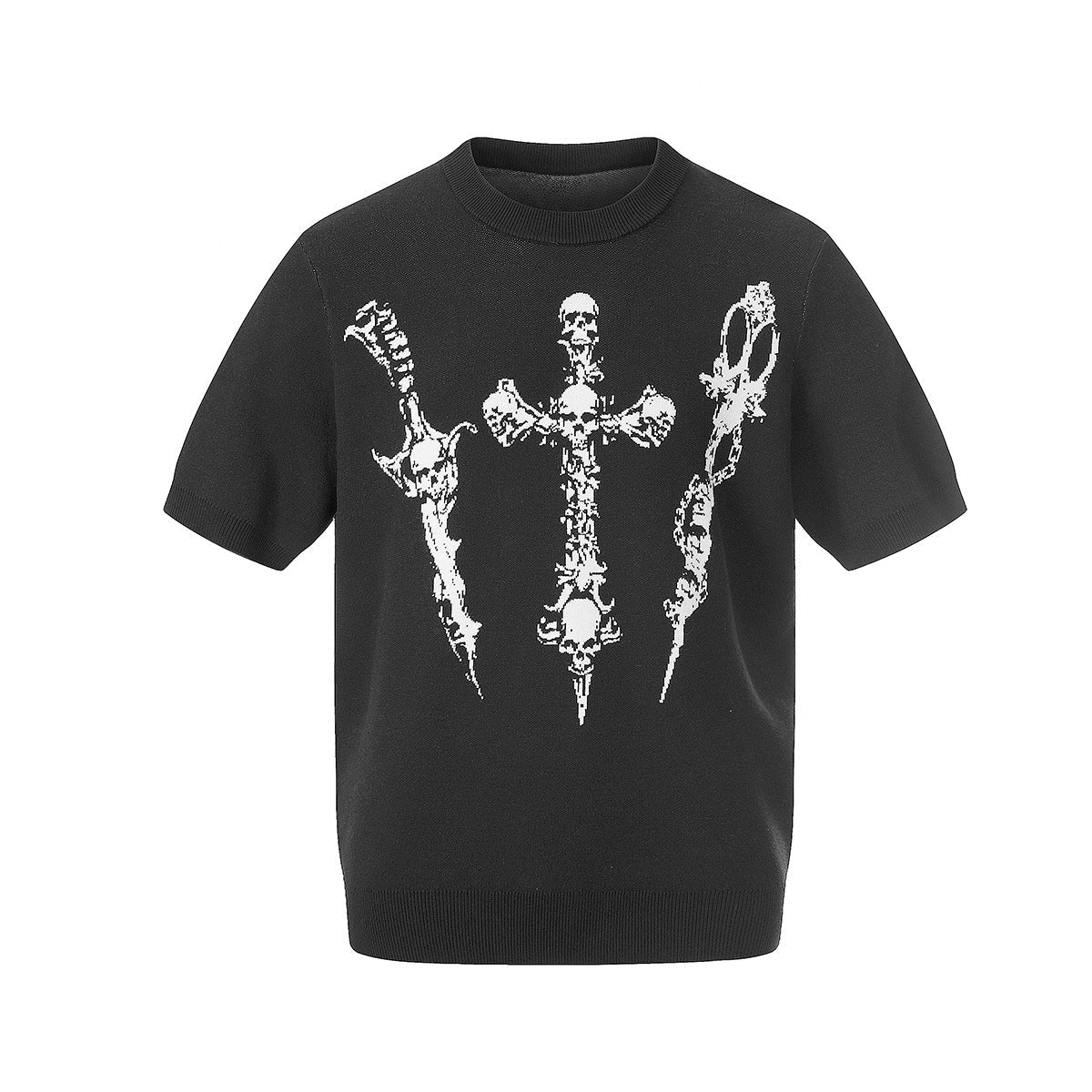 Cross Skull Graphic Short Sleeve Knit T-shirt