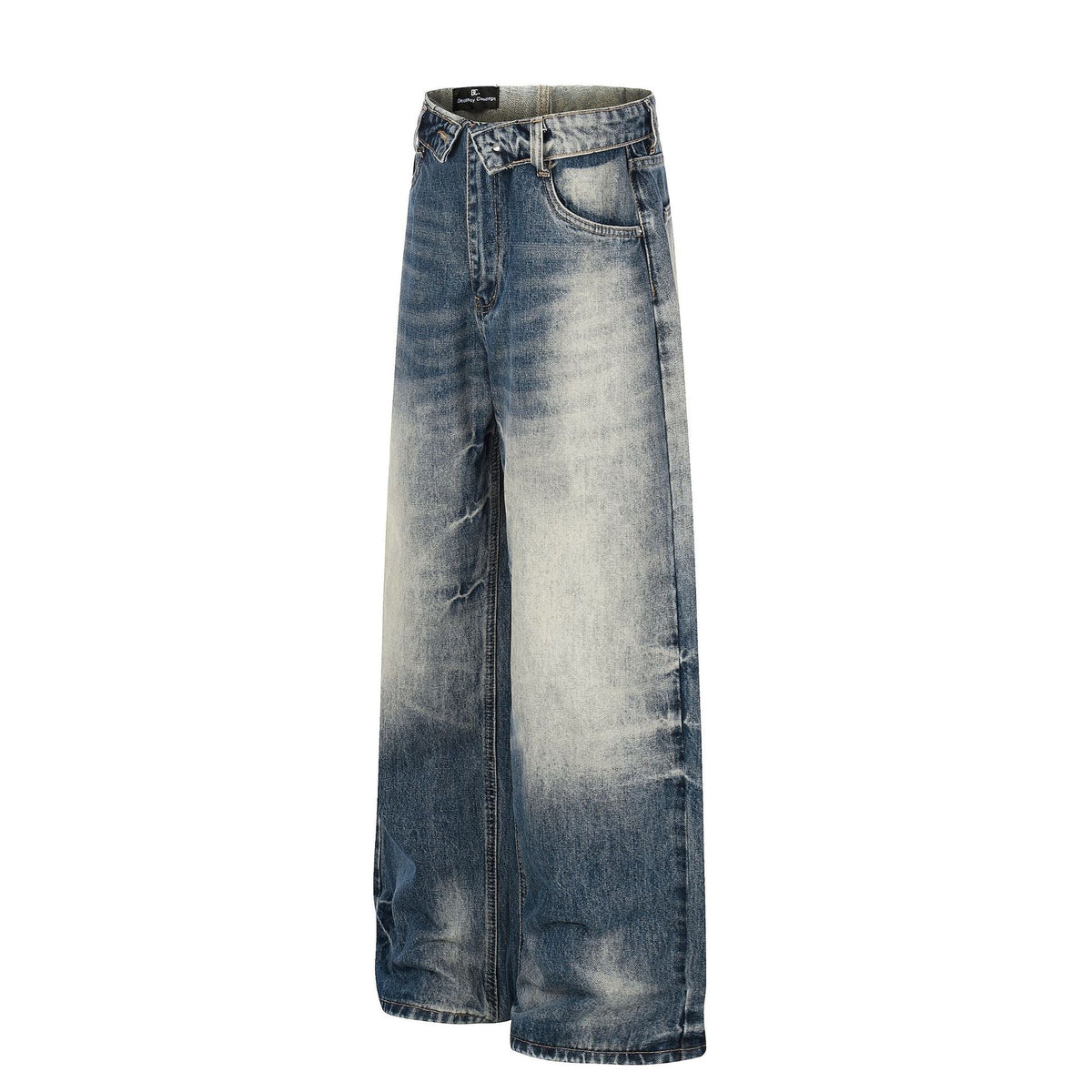 Washed Whiskers Lightning Wide Leg Denim Jeans