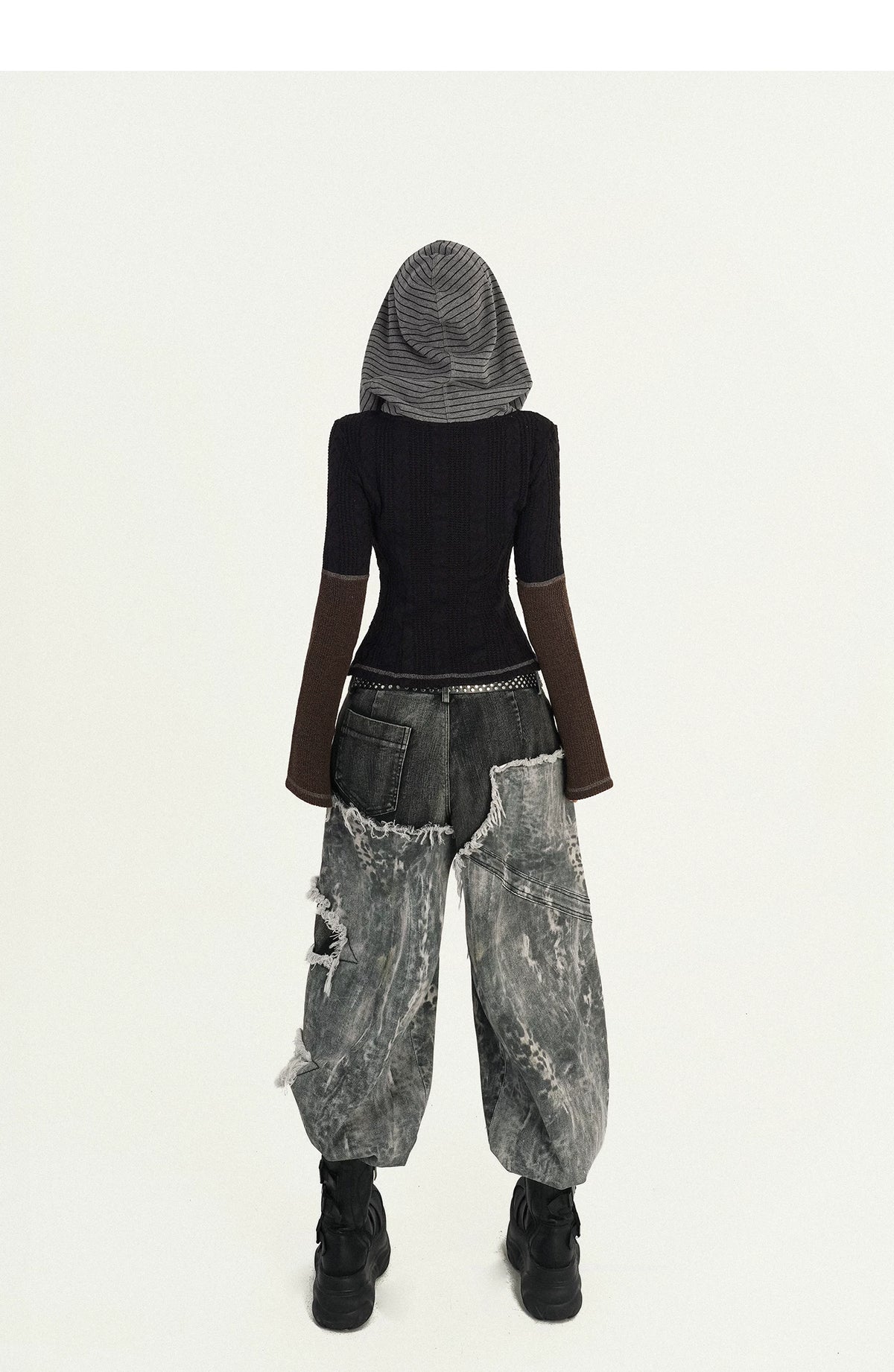 Hooded Zipper Fitted Knit Cardigan