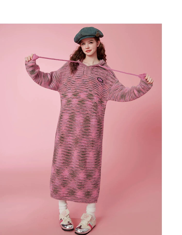 Hooded Knit Sweater Dress