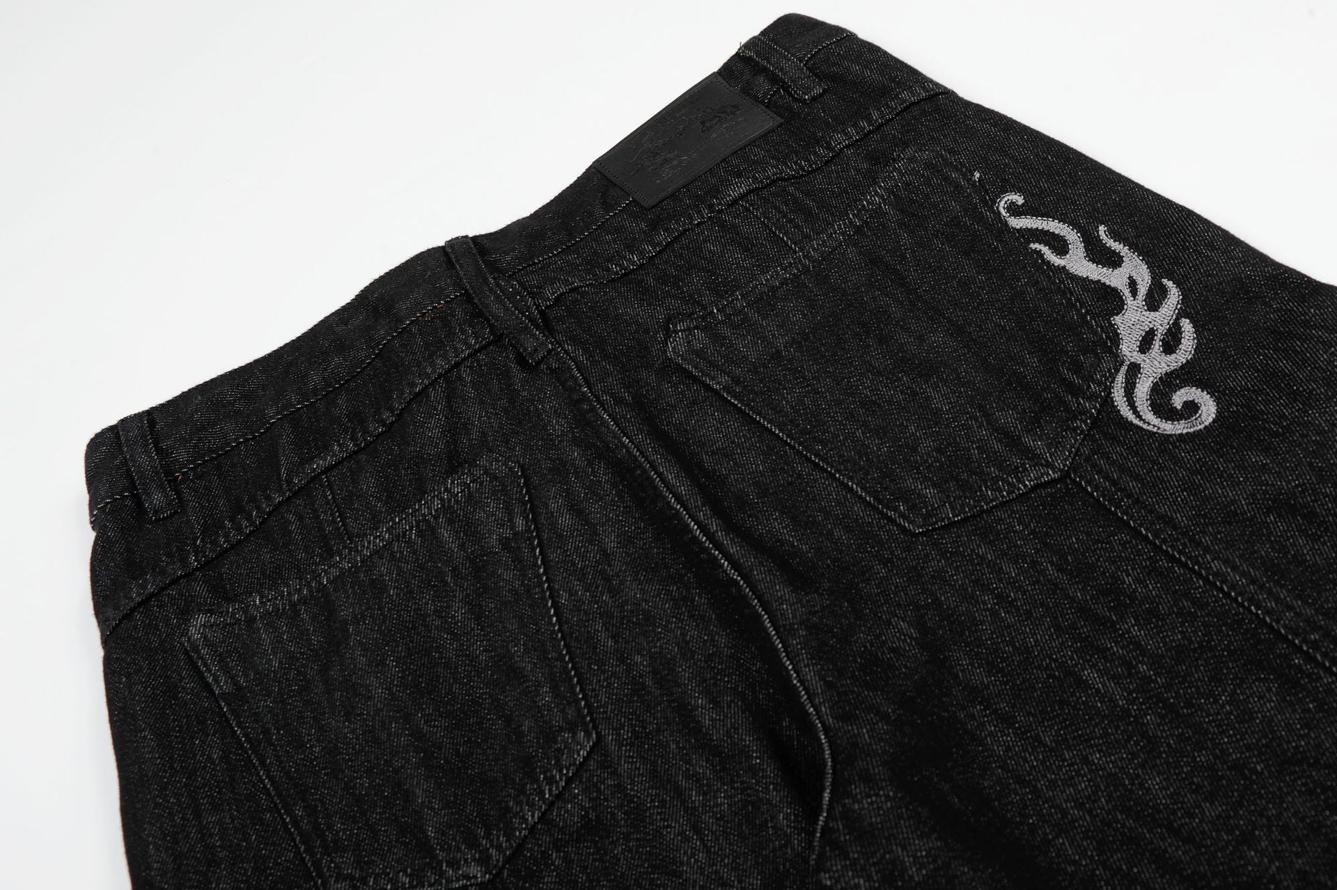 Washed Embroidery Flare Denim Jeans