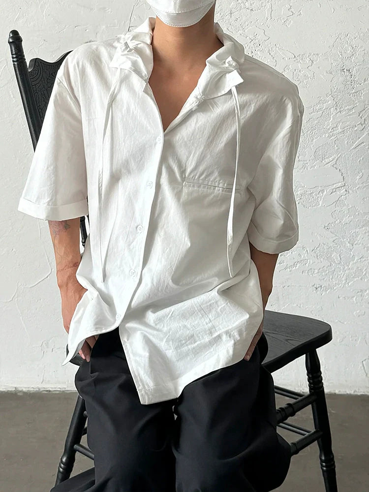 French Design Style Ribbon Oversize Short Sleeve Shirt
