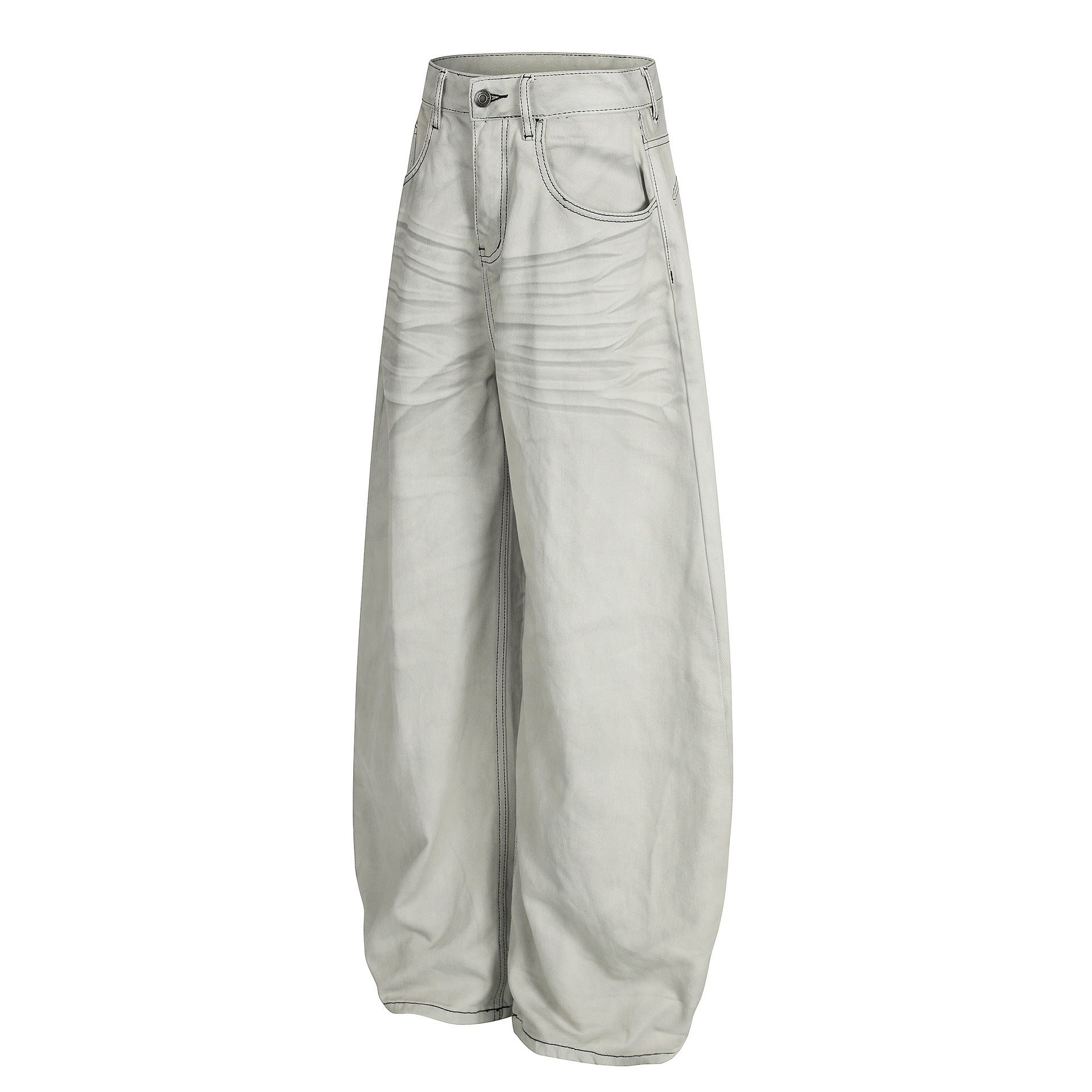 Washed Whisker Barrel Denim Jeans