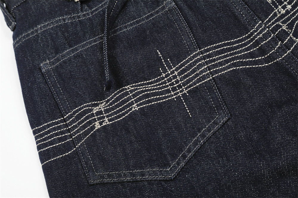 Musical Embroidery Wide-Leg Jeans