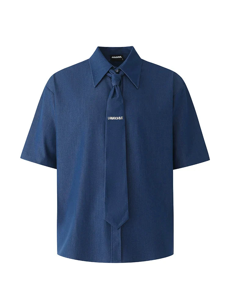 Camisa de manga corta oversize con corbata