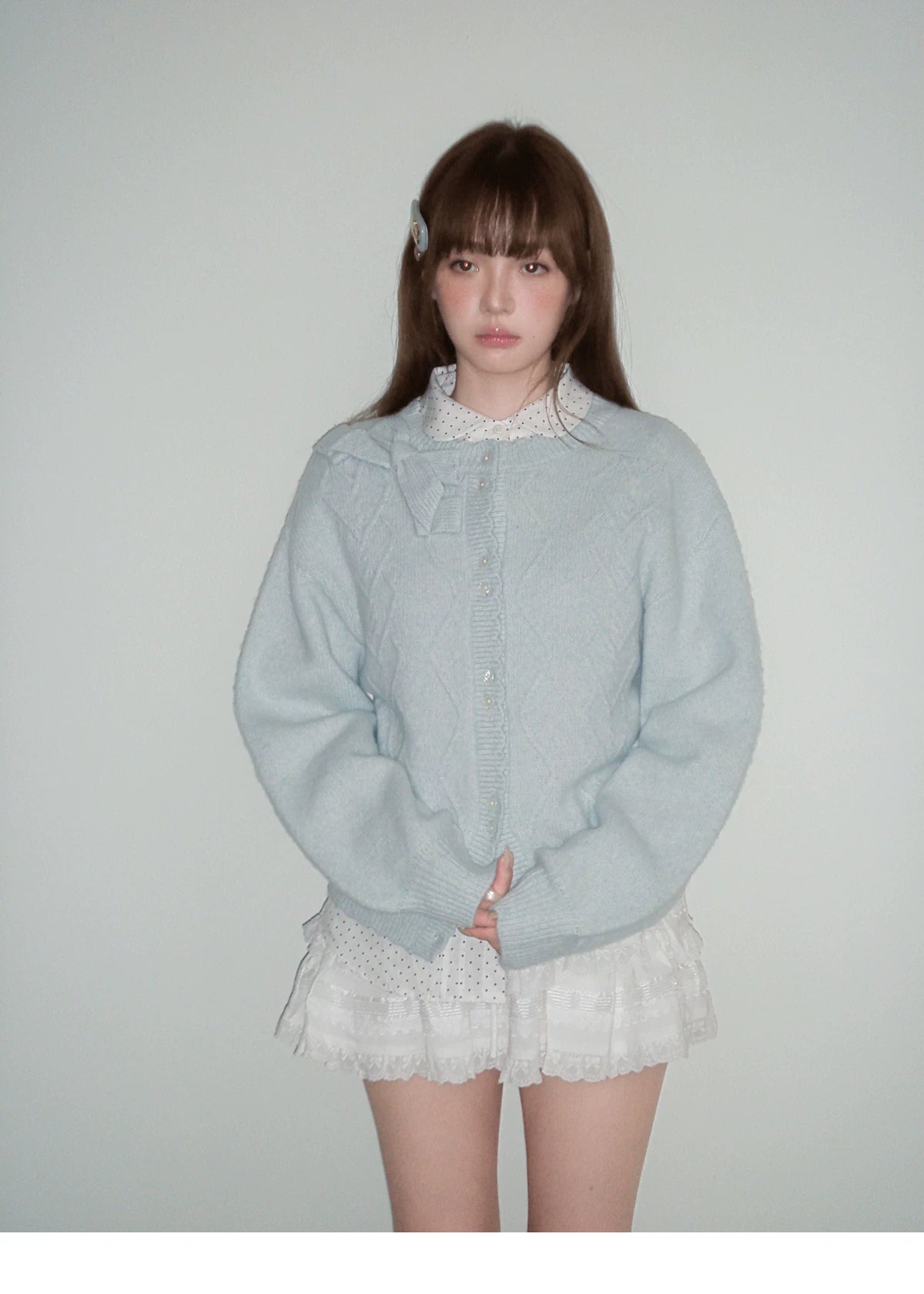 Moonlight Silhouette Bow Detail Wool Knit Cardigan