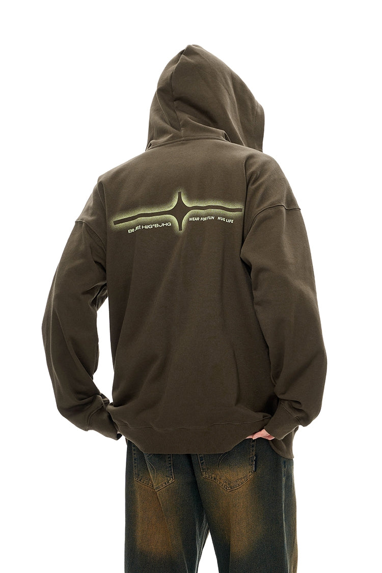 그래피티 디자인 헤비웨이트 지퍼 후드 티셔츠