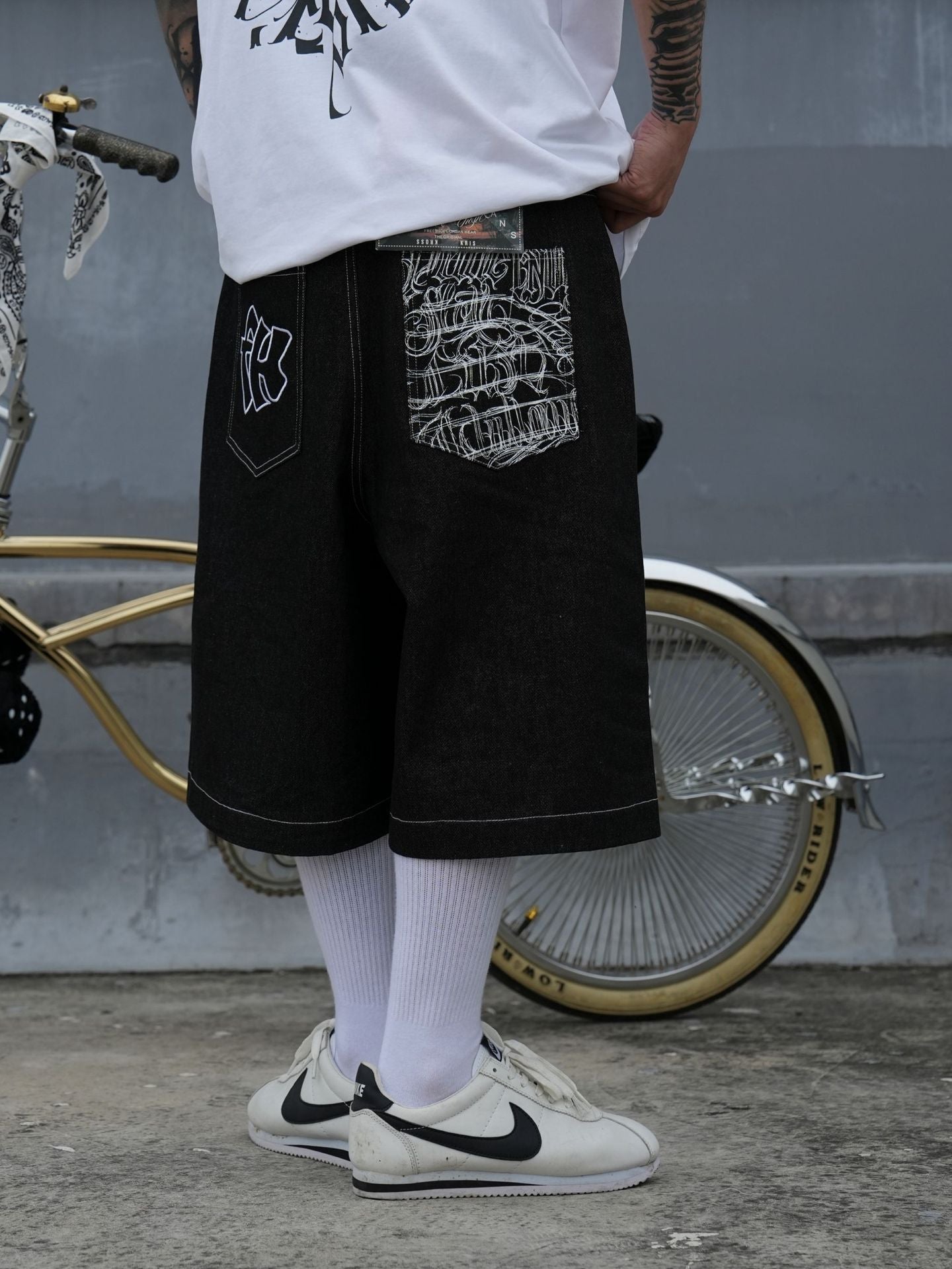 Heavyweight Raw Denim Embroidered Jort