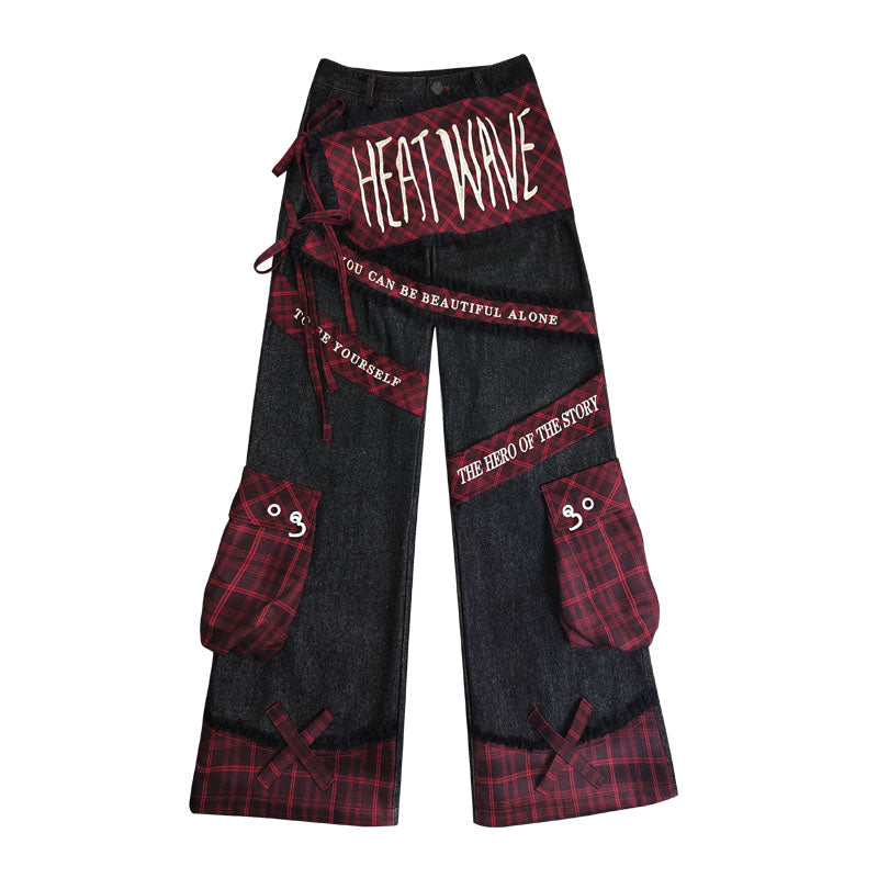 Embroidery Patchwork Multi-Pocket Cargo Pants
