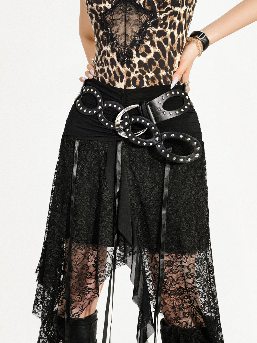 Cutout Ring PU Leather Furry Belt