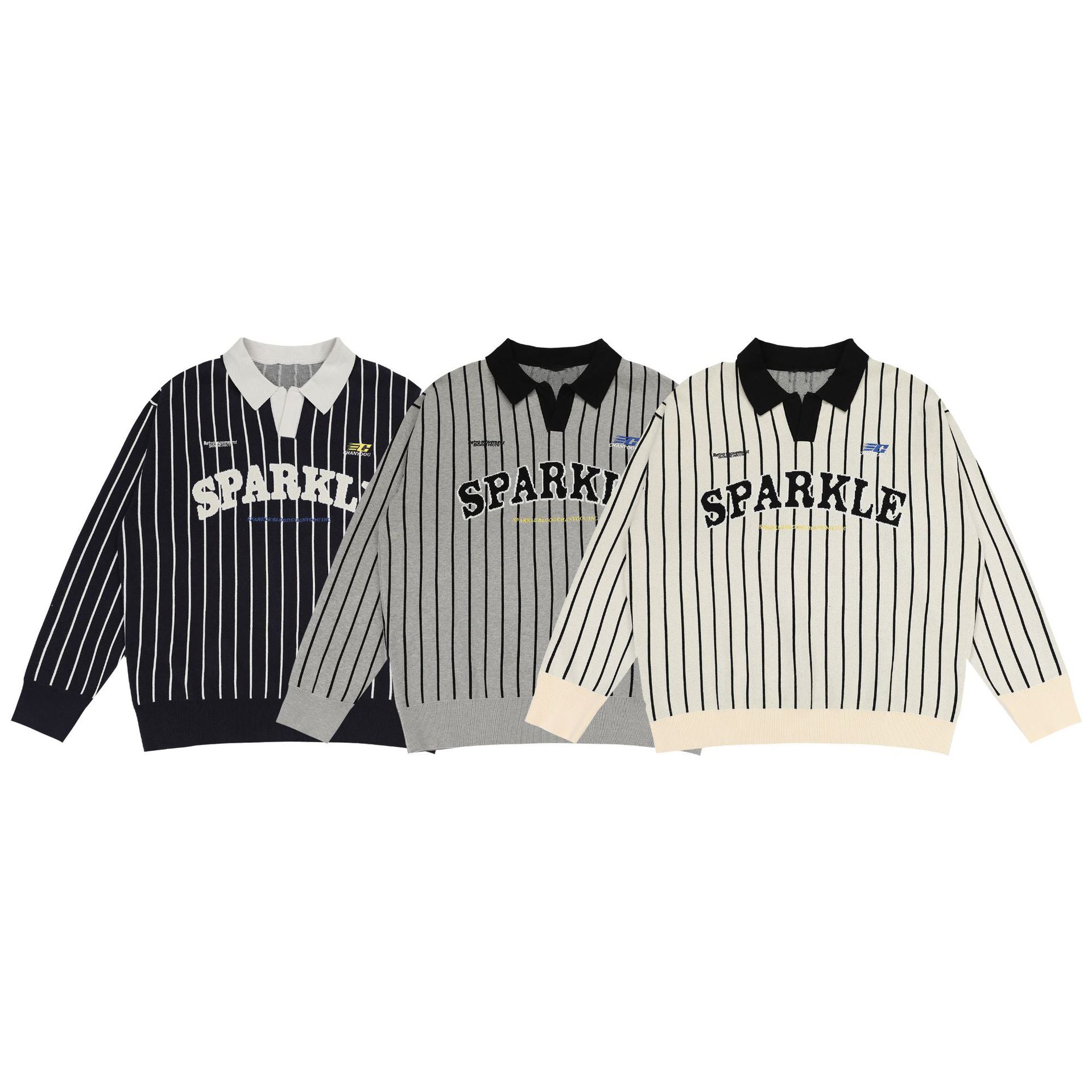 Polo Collar Striped Sweater