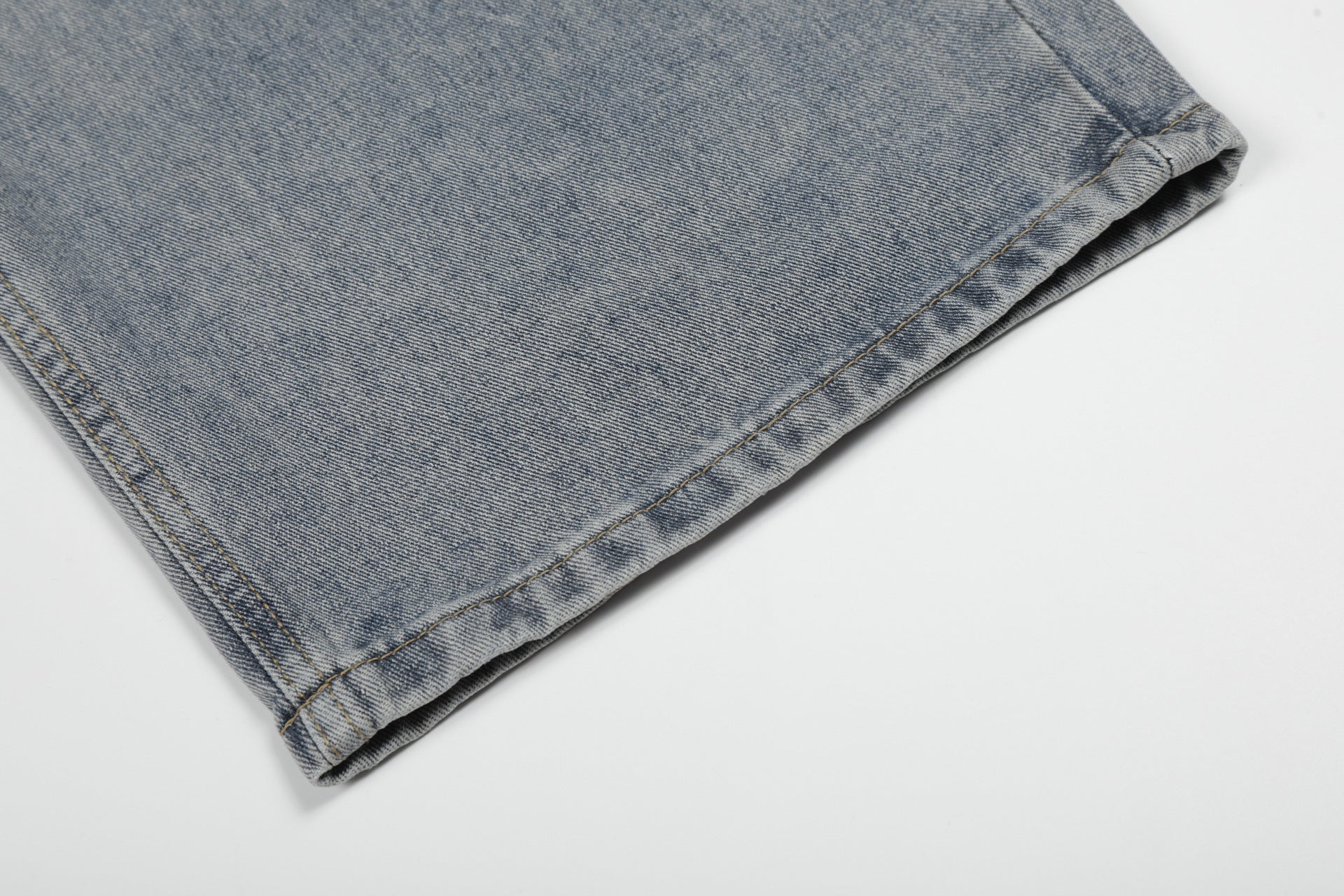Button Fly Curved Wide Leg Denim Jeans