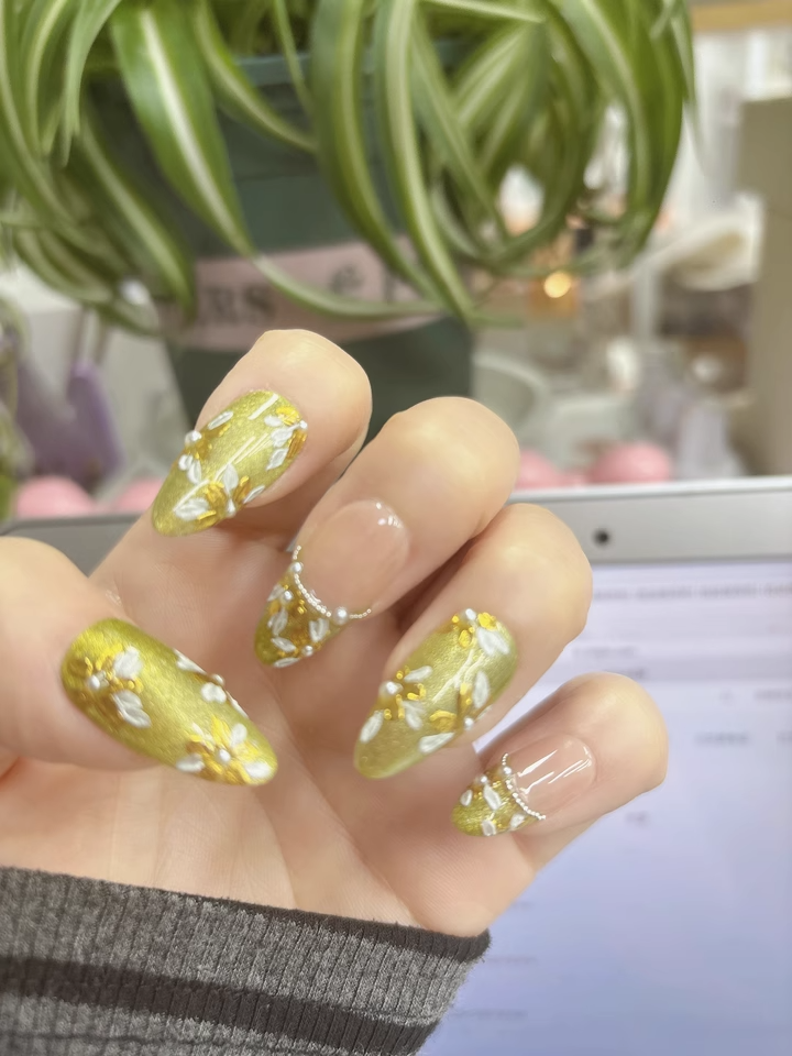 Spring Nails - French Mid and Long Sense Handmade Wearable Nail