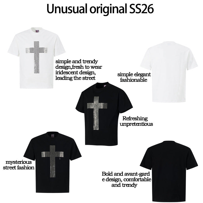 Cross Patch Beads Short Sleeve T-Shirt