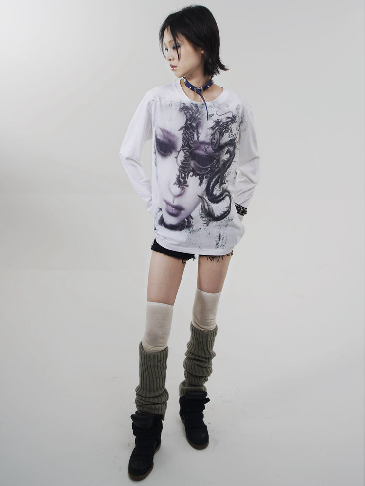 Graffiti Print Long Sleeve T-Shirt