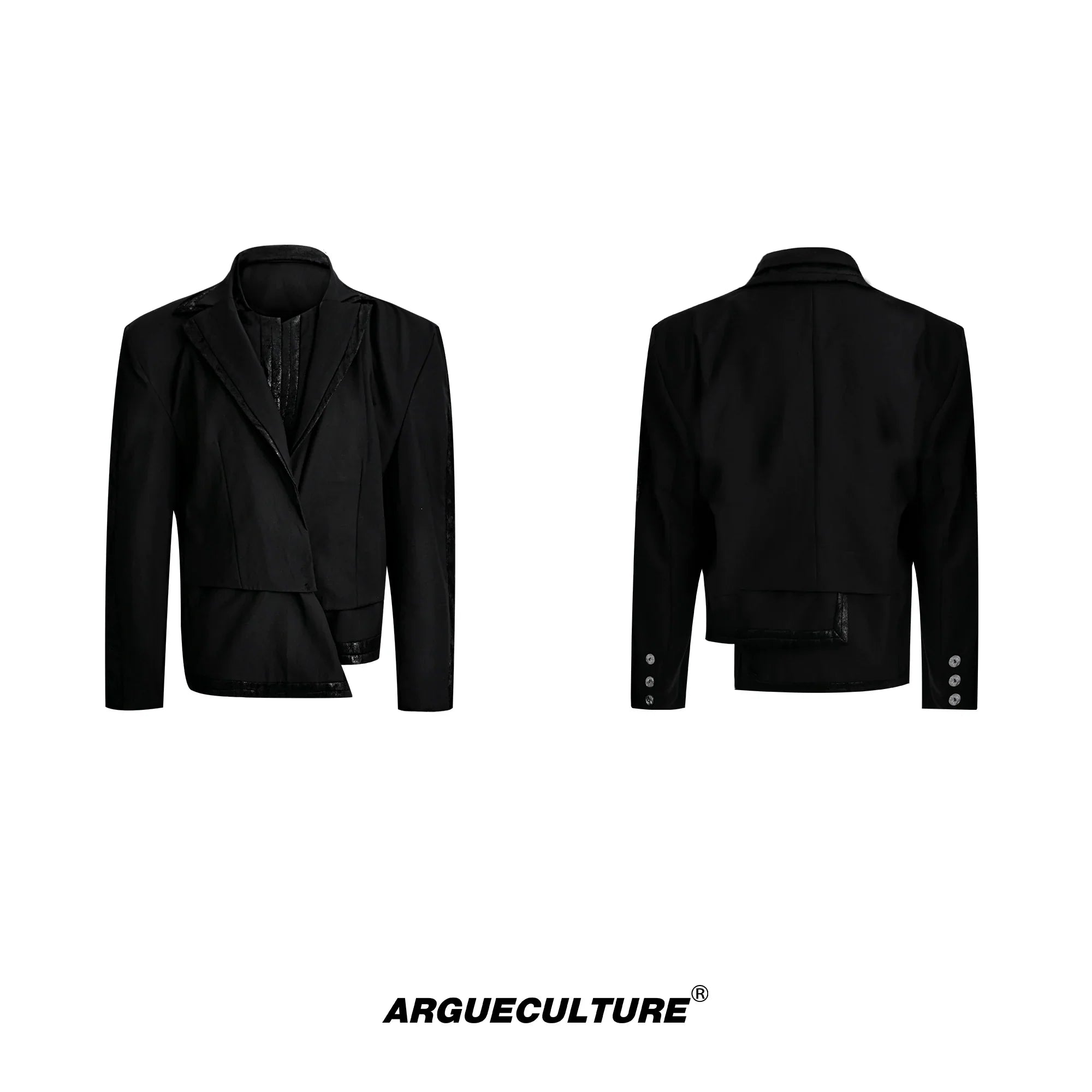Irregular Layered Tailored Jacket  & Wide-Leg Straight Trousers Setup