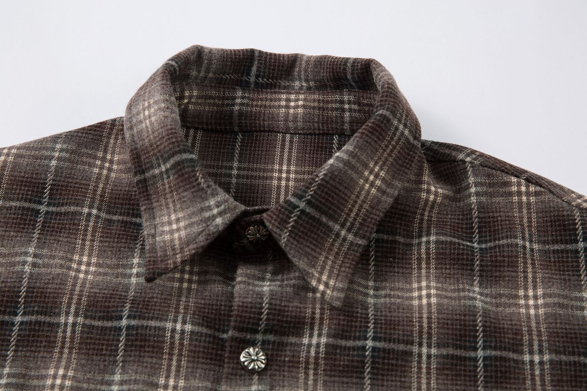 Plaid Letter Embroidery Fake Layered Long Sleeve Shirt