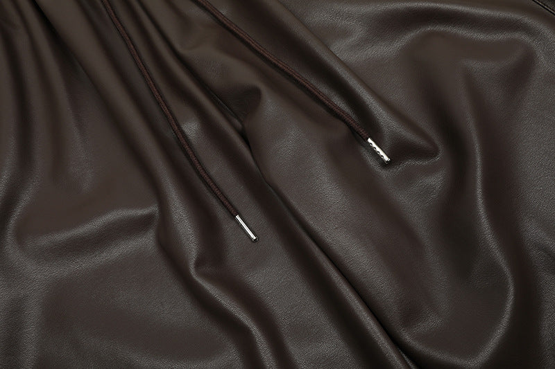 PU Leather With Drawstring Pants