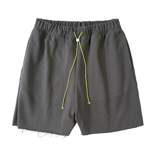 Short en coton à ourlet effiloché et cordon de serrage - gris clair / S