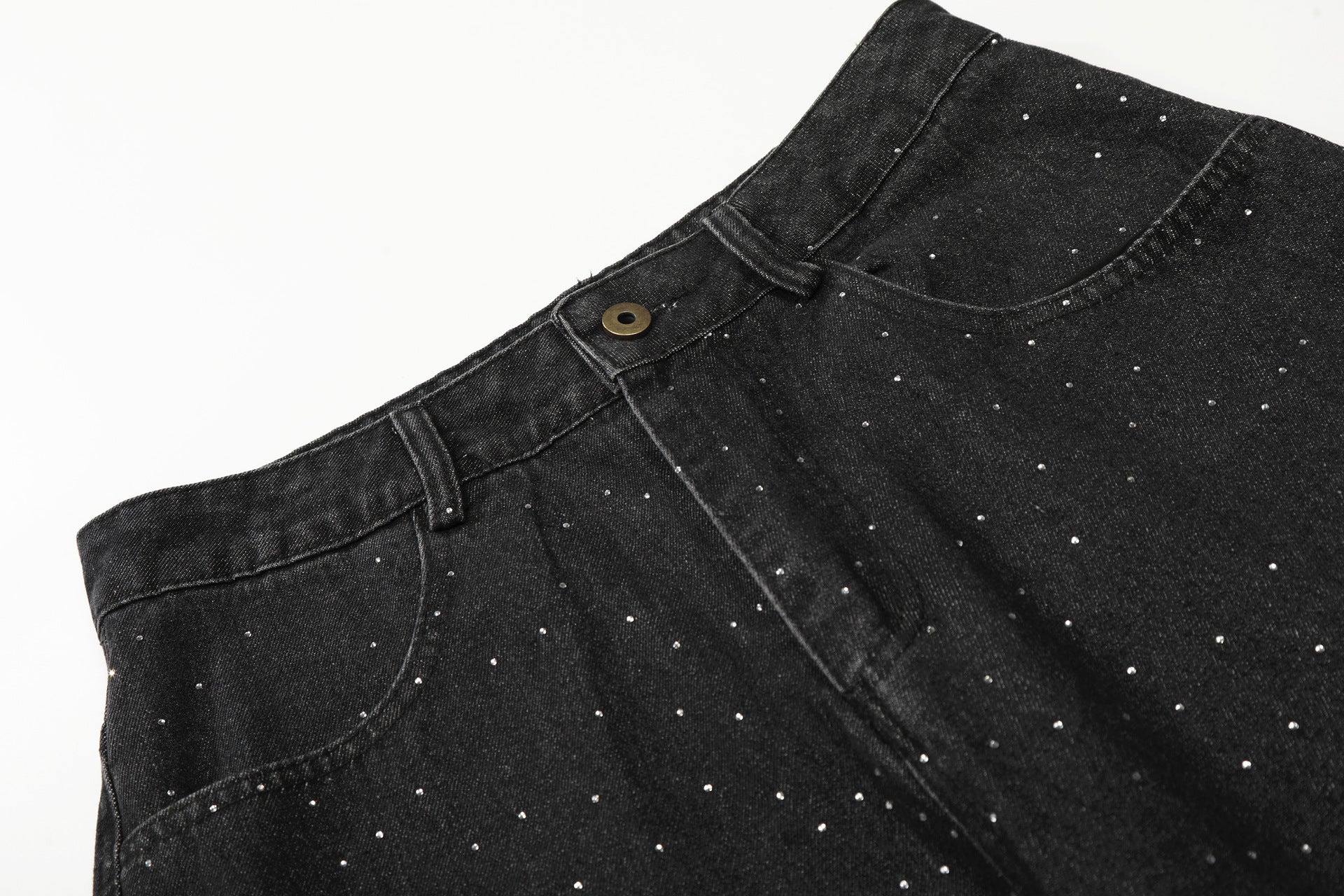 Rhinestone Cropped Denim Jort