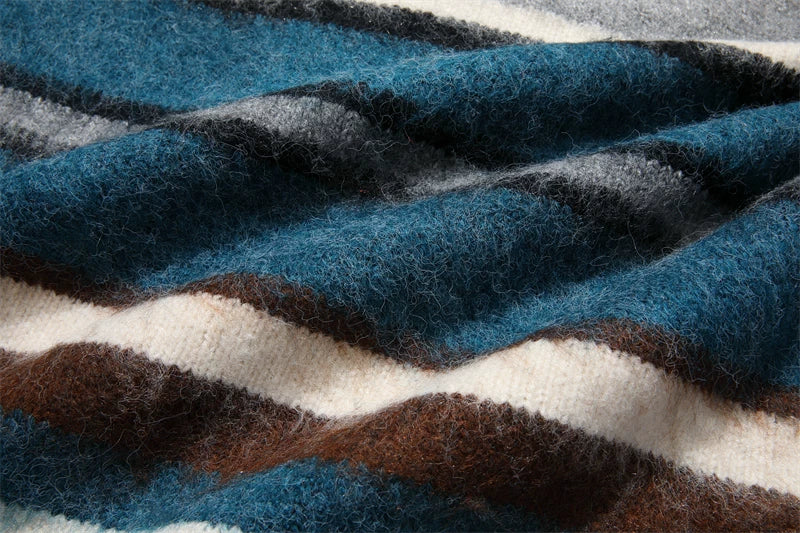 Retro Contrasting Knit Sweater