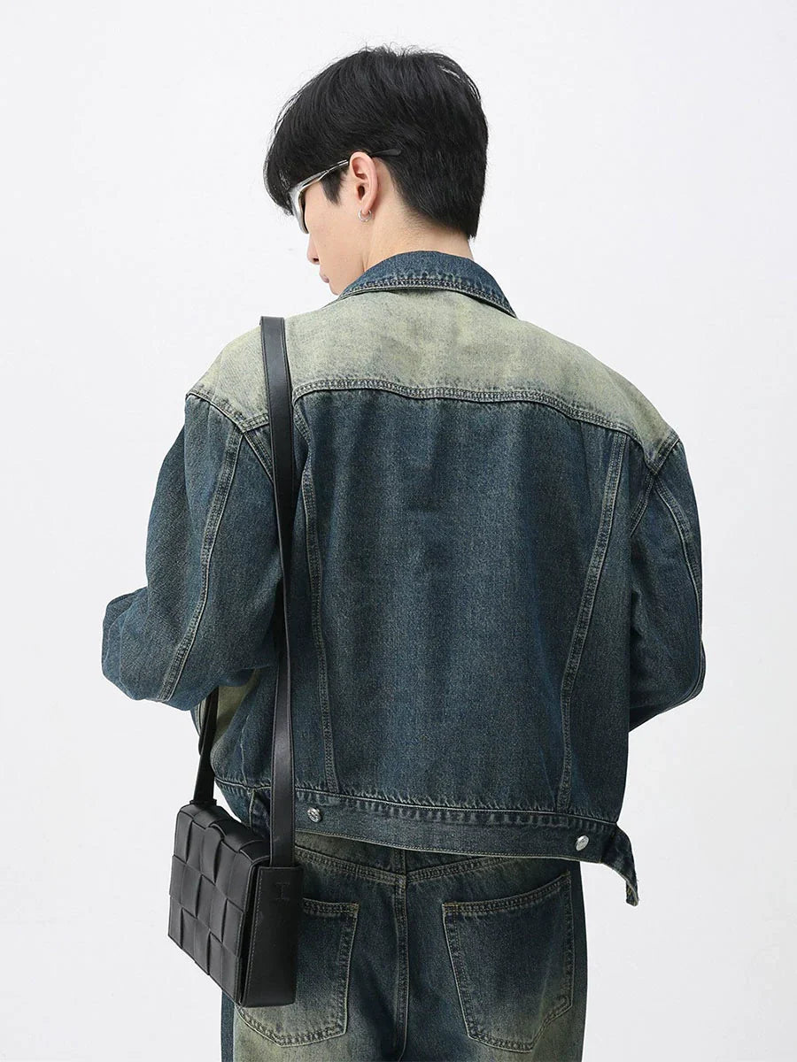 Wash Denim Jacket & Wide-Leg Straight Denim Jeans Setup