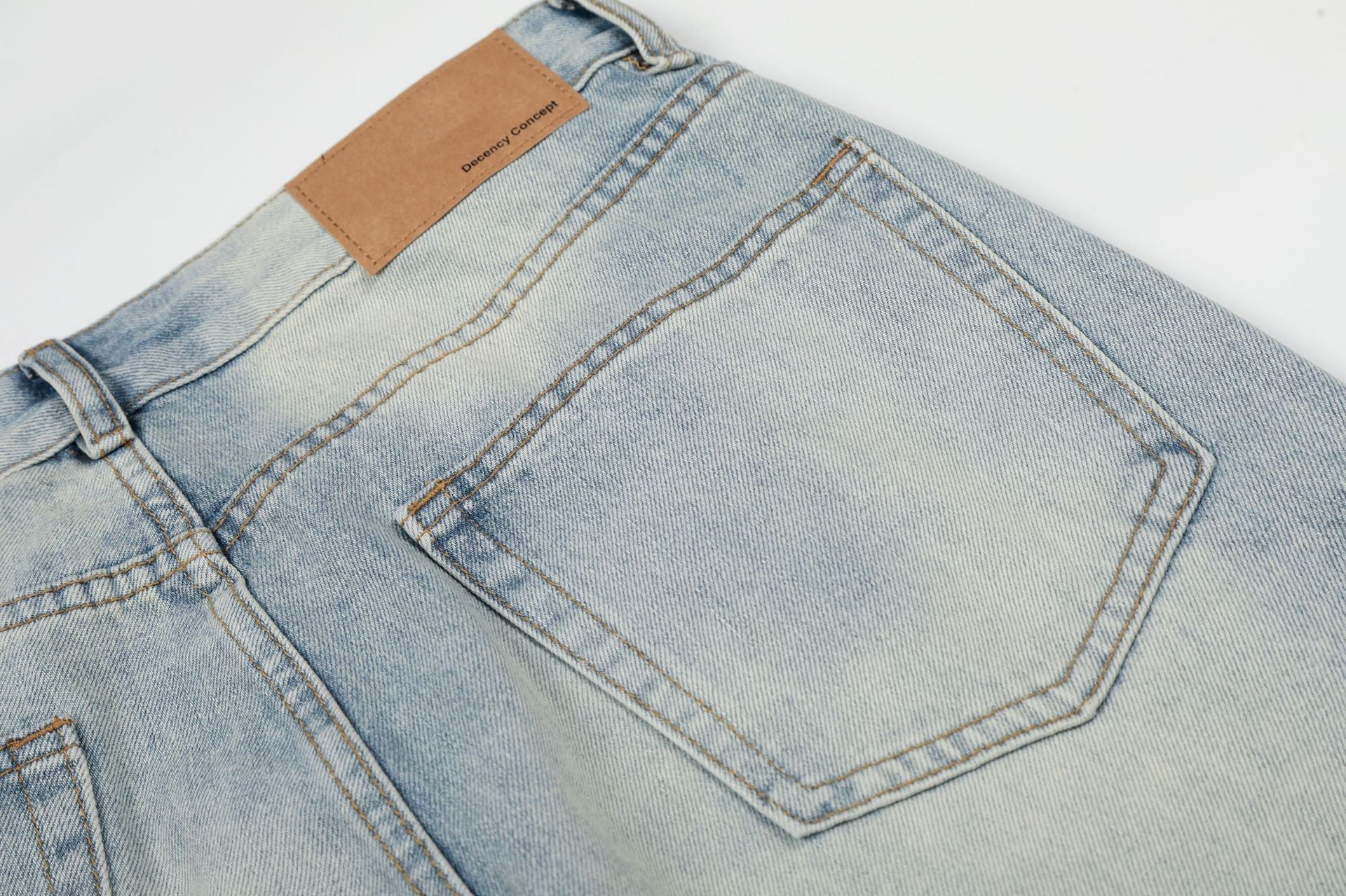 Washed Whisker Wide Leg Denim Jeans