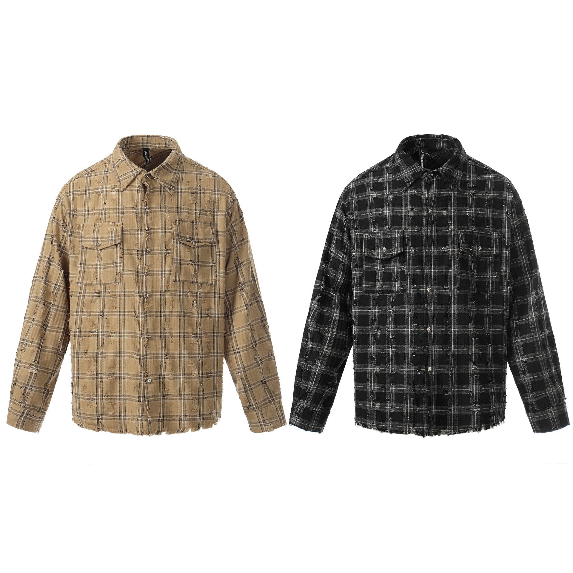 Plaid Damage Wash Long Sleeve Shirt