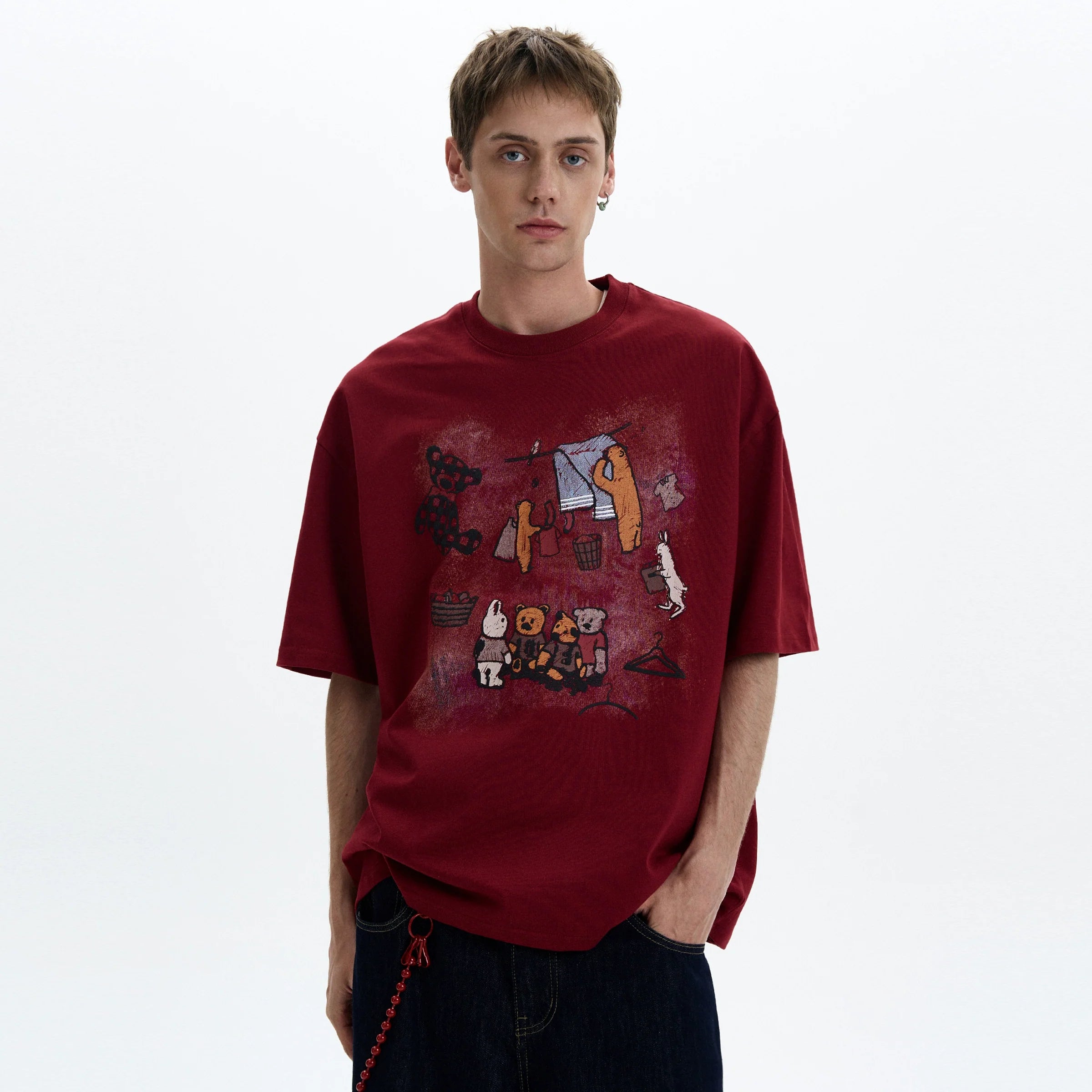 Vintage Distressed Printed Oversized T-shirt