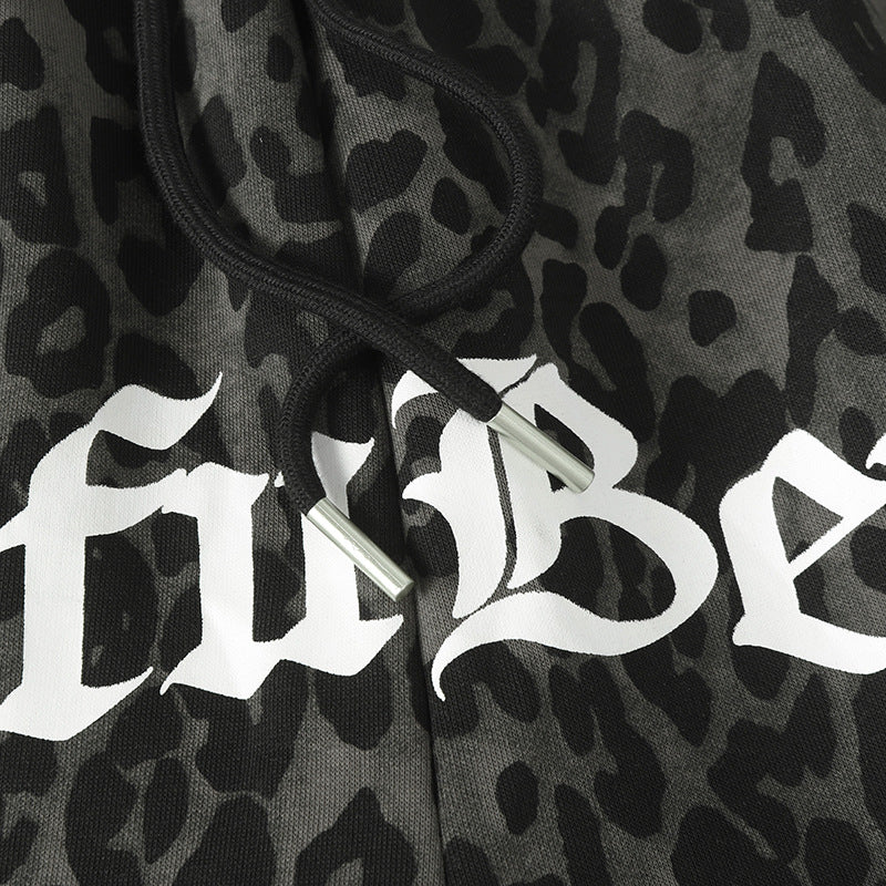 Leopard Print Sporty Drapey Wide Leg Pants