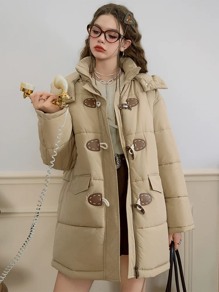 Hooded Stand Neck Long Puffer Jacket