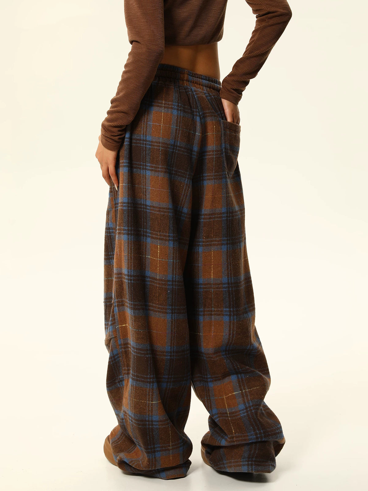 Retro Plaid Casual Pants