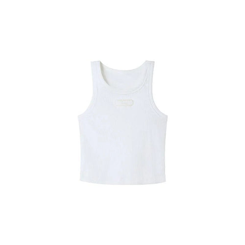Lettered Cropped Cut-Out Round Neck Vest - S / White