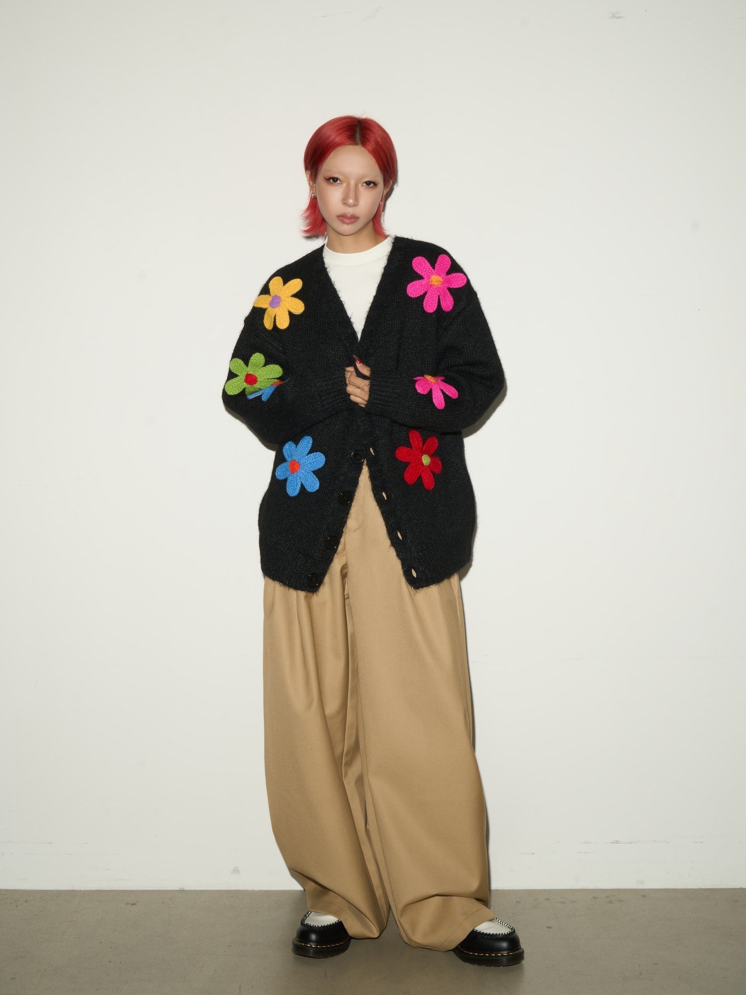 Double Pleats Elastic Waist Straight Trousers