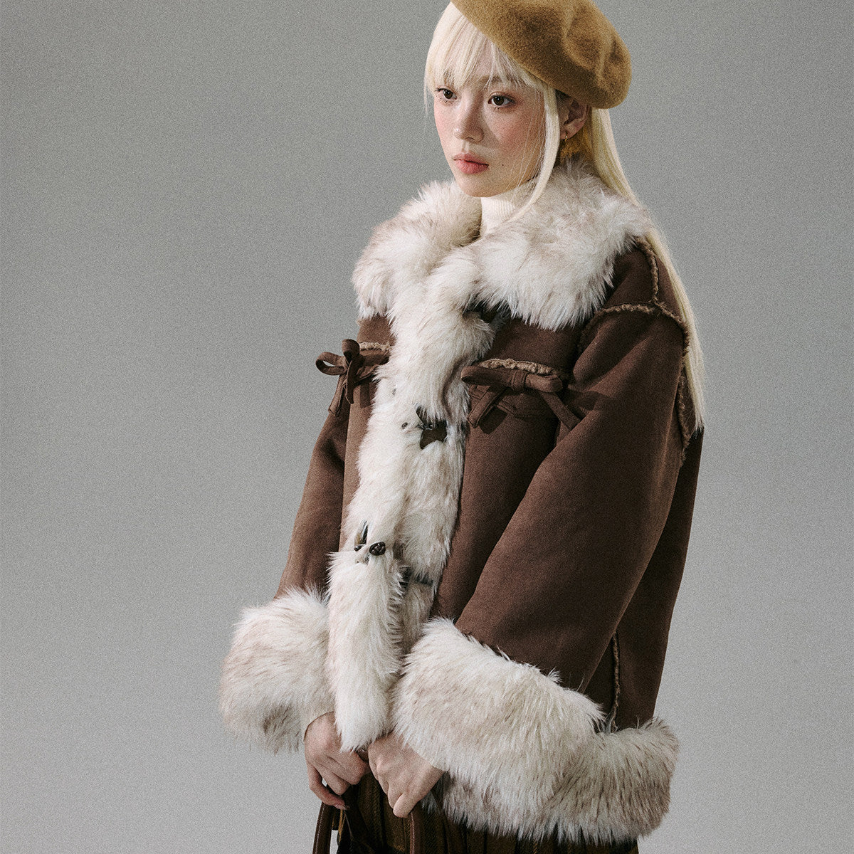 Bow Fur Thick Jacket